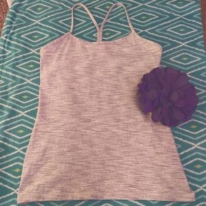 Lululemon Luon Power Y Tank Space Ice Grey/Alpine White Size 10